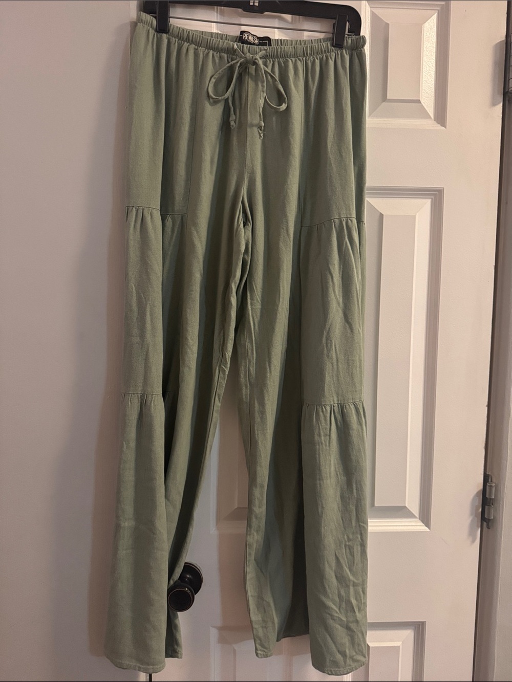 Light Sage Green Tiered Drawstring Pants